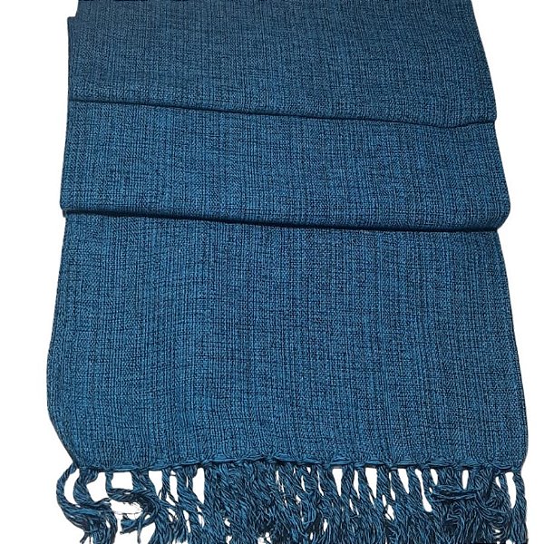 Manta Decorativa Tear tam. Casal Azul Royal Mescla Jeans