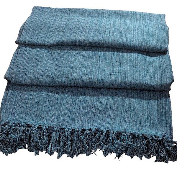 Manta Decorativa Tear tam. King Jeans Azul Marinho Mescla
