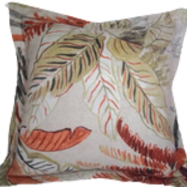 Capa Jacquard Decorativa p/ Almofada 43x43cm Natureza Salmão com Abas