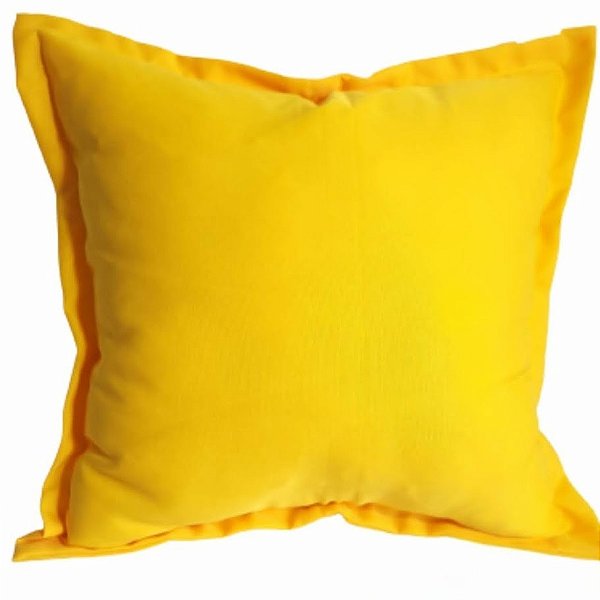 Capa Oxford Liso Decorativa p/ Almofada 43x43cm Amarela com Abas