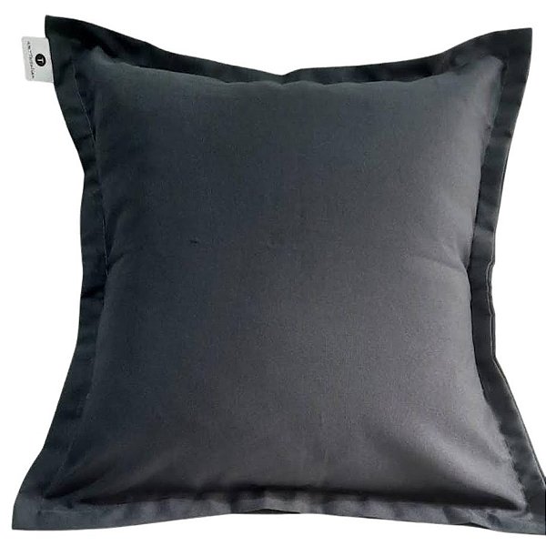 Capa Oxford Liso Decorativa p/ Almofada 43x43cm Cinza Escuro com Abas