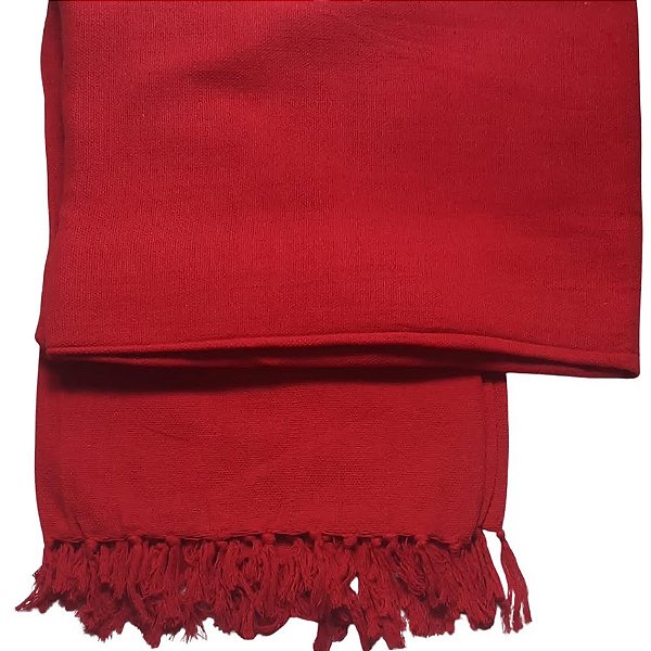 Manta Decorativa Tear tam. Solteiro Vermelha Lisa