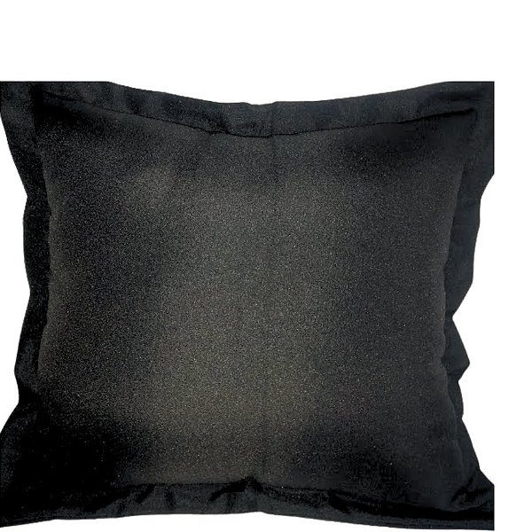 Capa Oxford Liso Decorativa p/ Almofada 43x43cm Preta com Abas