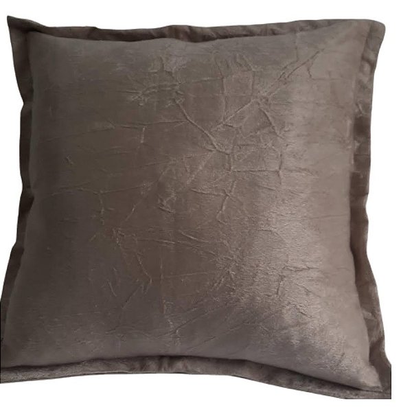 Capa Suede Amassado Liso Decorativa p/ Almofada 43x43cm Bege com Abas