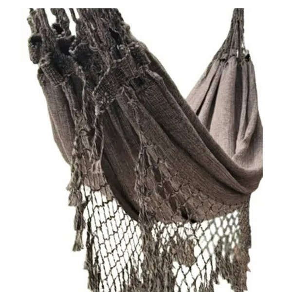 Rede  De Descanso  Casal Tam. 1,50x3,50  na cor Chocolate / Cru Mesclado