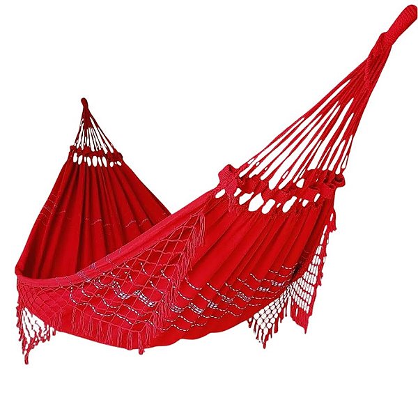 Rede  De Descanso  Casal Tam. 1,50x3,50  na cor Vermelha Lisa