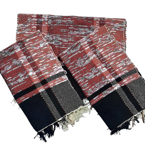 Kit 3 Peças Tapete Artesanal Fio de Malha Moldura