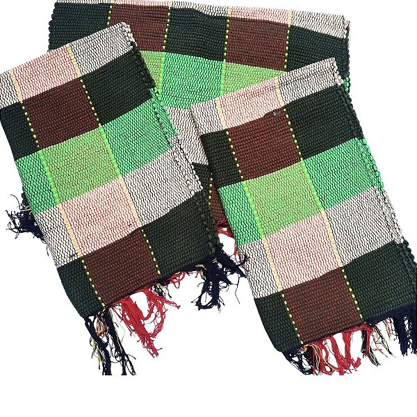 Kit 3 Peças Tapete Artesanal Fio de Malha Xadrez