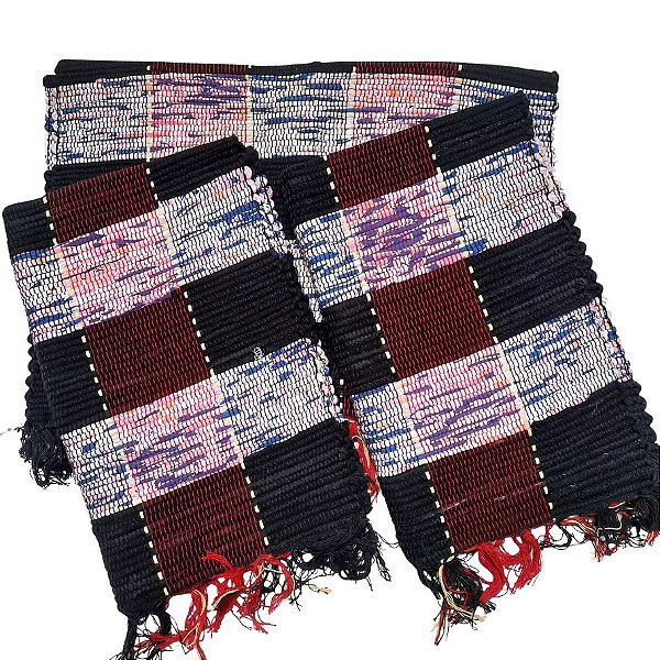 Kit 3 Peças Tapete Artesanal Fio de Malha Xadrez