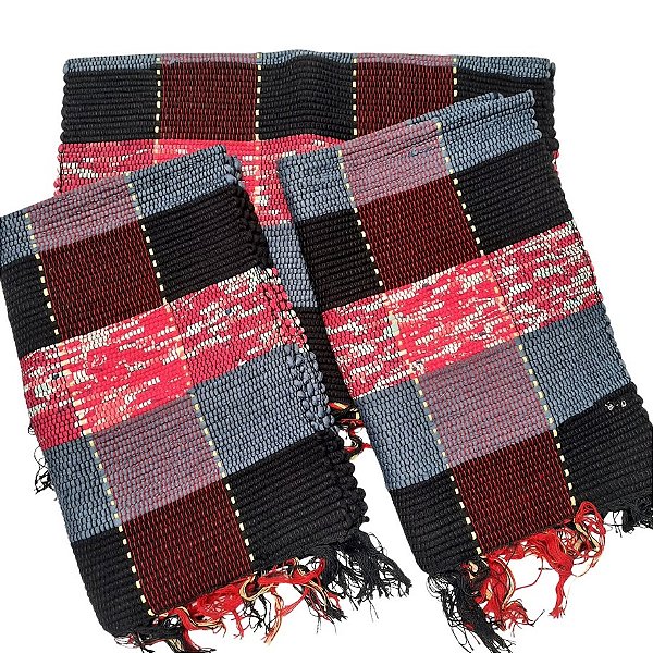 Kit 3 Peças Tapete Artesanal Fio de Malha Xadrez