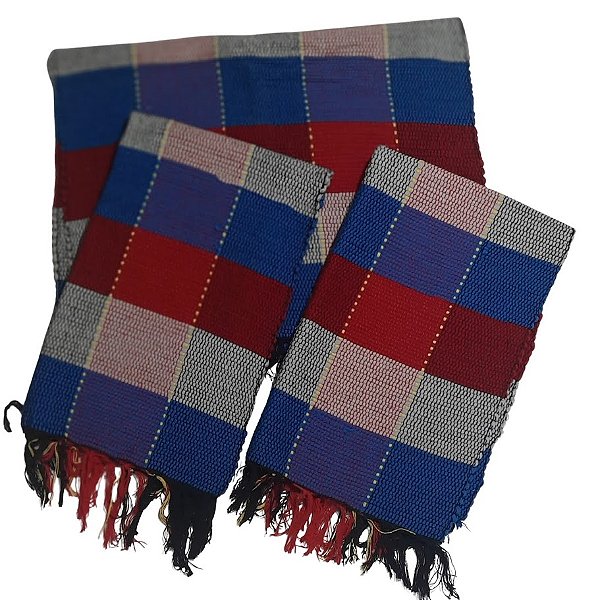 Kit 3 Peças Tapete Artesanal Fio de Malha Xadrez