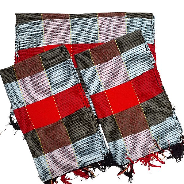 Kit 3 Peças Tapete Artesanal Fio de Malha Xadrez