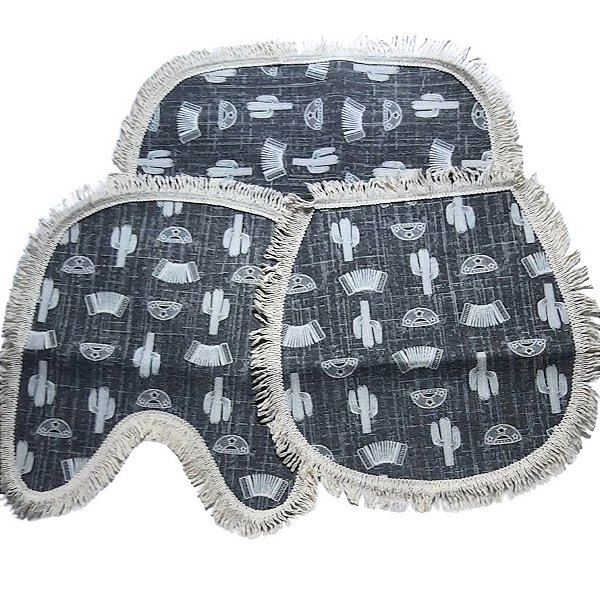 Kit Tapete 3 Peças Antiderrapante p/ Banheiro Cinza