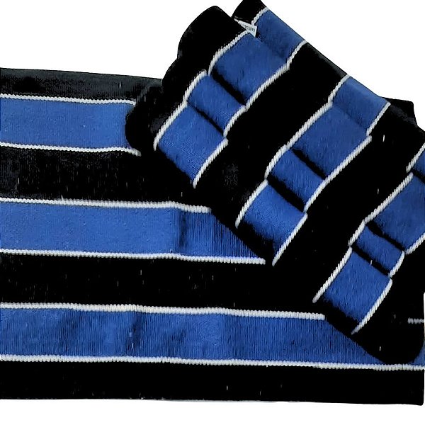 Jogo Americano 6 Lugares Listras nas cores Azul e Preto