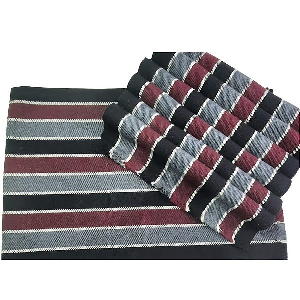 Jogo Americano 7 Lugares Listras nas cores Preto e Bordô