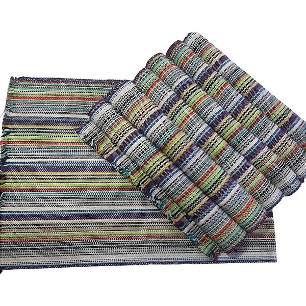 Jogo Americano 7 Lugares Listras nas cores Verde, Preto, Azul, Amarelo e Branco