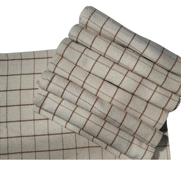 Jogo Americano 7 Lugares Xadrez nas cores Bege e Cru