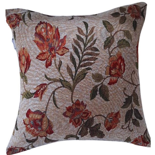 Capa Decorativa Jacquard  43x43 Gobeline  Floral Outono
