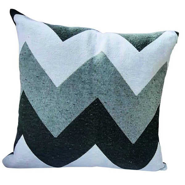 Capa Decorativa Jacquard  43x43 Tecido ZigZag Sombra Grey