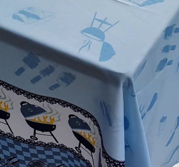 Toalhas de Mesa Oxford Quadrada-Coleção Hora do Churras Azul Clara