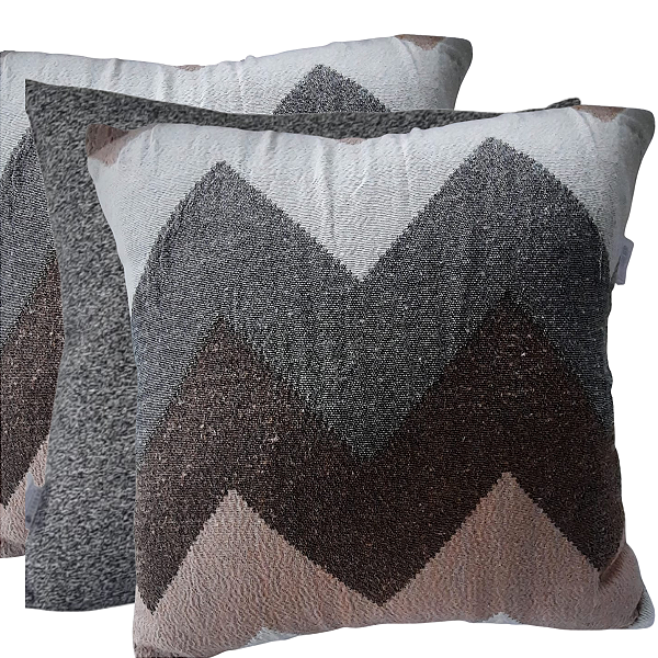 Kit 3 Capas Almofadas Geométrico Zig Zag Terra Rosada 43x43