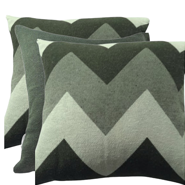 Kit Almofadas Geométricas Zig Zag Sombra Grey 43x43 cm