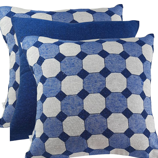 Kit 3 Capas Para Almofadas Hexágonos Blue 43x43