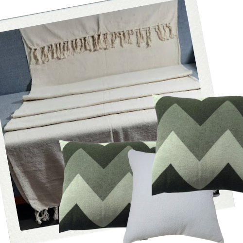 Kit Manta + Almofadas Geométrico ZigZag Sombra Grey