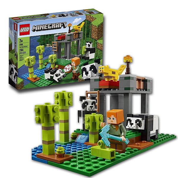 Brinquedo Lego Minecraft A Creche dos Pandas Divertido 204 Blocos +7 anos