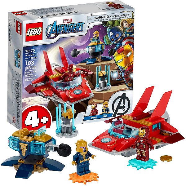 Brinquedo Lego Avengers Criança Com 103 Peças +4 Anos Marvel Homem de Ferro vs Thanos Disney