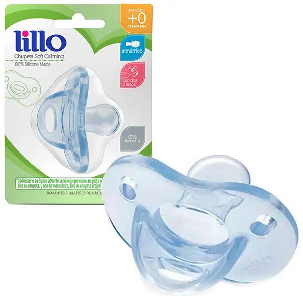 Chupeta Para Bebê Lillo Soft Calming Azul 6 Meses 100% Silicone