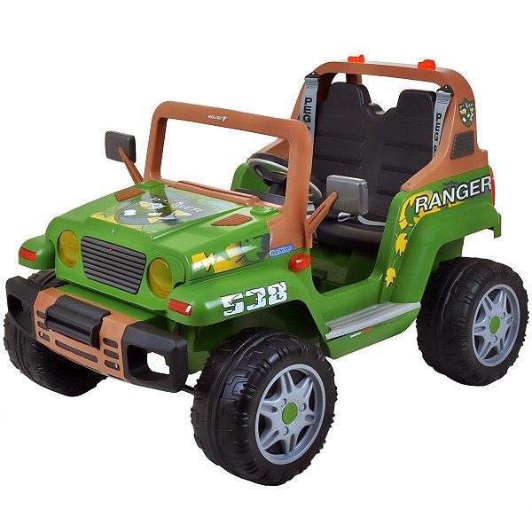 Carro Ranger Infantil Elétrico Criança Mini Veiculo 3 Anos até 60 Kg 12V Verde Peg Perego