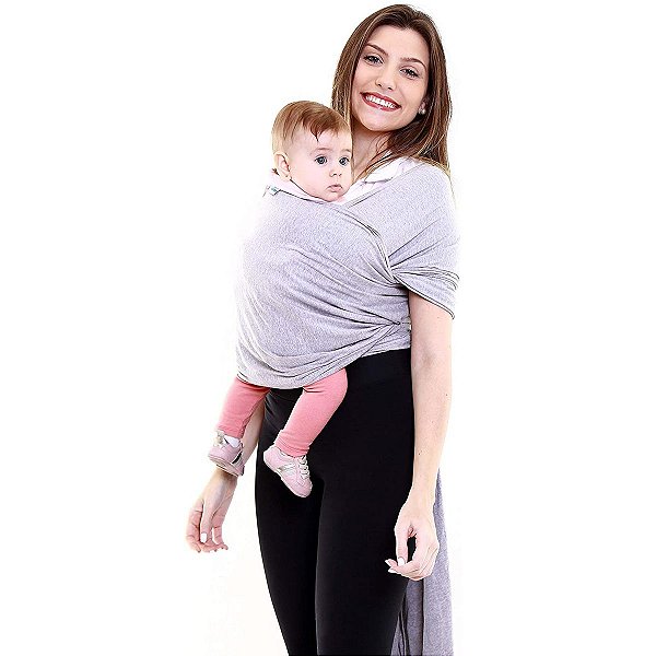 Canguru Bebê Infantil 3,5Kg a 16Kg Segurança Wrap Sling Kababy Cinza Mescla