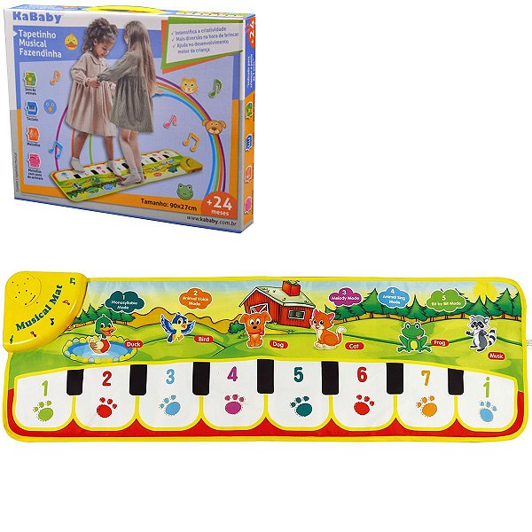 Tapete Musical Infantil Fazendinha Som de Animais Piano KaBaby Colorido KaBaby