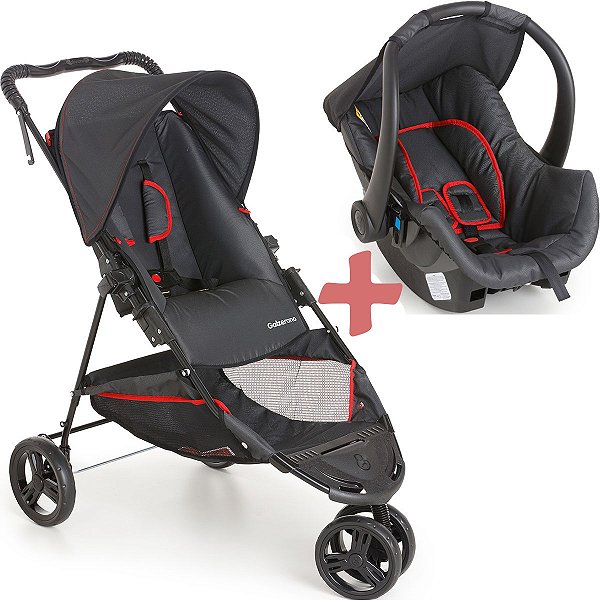 Carrinho de Bebê - Conforto - Romano Travel Coccon Slim - Preto e Rosa -  Galzerano