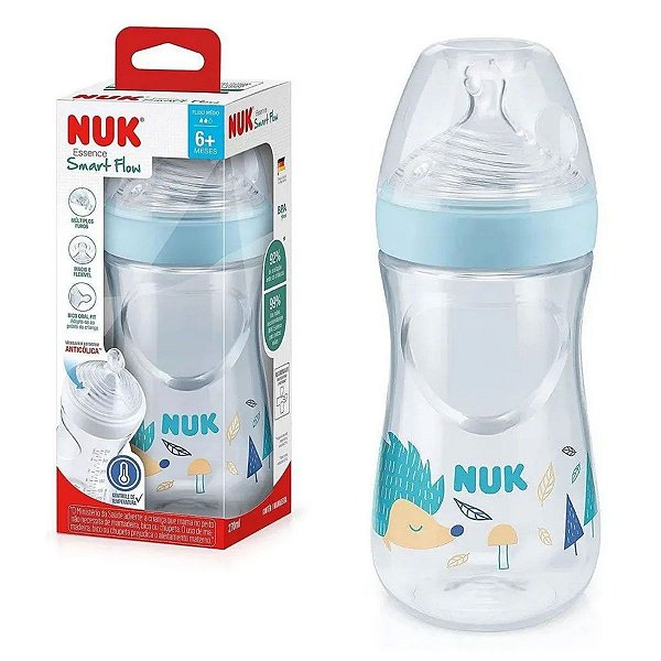 Mamadeira Anticólica 270mL Nuk Essence Smart Flow Fluxo Médio Recém Nascido Boy Azul