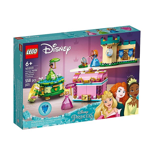 Brinquedo LEGO Disney Princesas Aurora, Merida e Tiana de Montar Infantil Criança 3 Bonequinhas