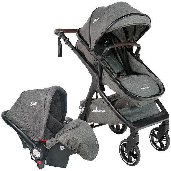 Conjunto Carrinho e Bebê Conforto Para Bebê 15Kg Travel System Moisés Ts Kansas Silver Premium Baby
