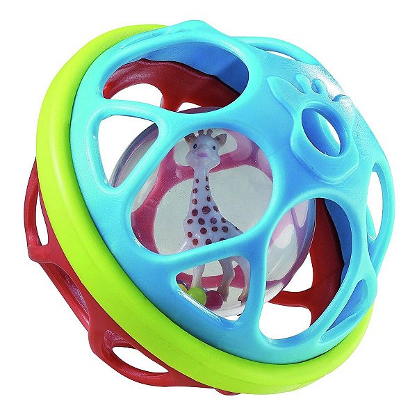Brinquedo Interativo Chocalho Para Bebê Bola Sophie La Girafe SoftBall Colorida 3+ Meses