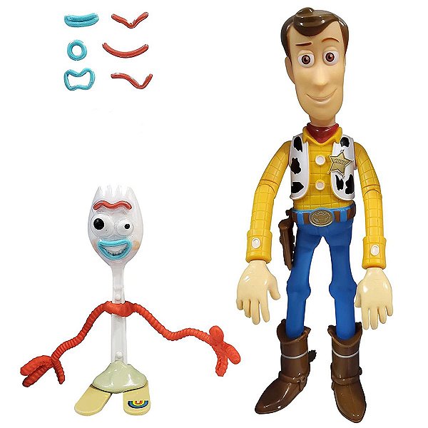 Bonecos Toy Story Amigos Woody e Garfinho Customizável  Articulados +3 Anos Disney Pixar Etitoys