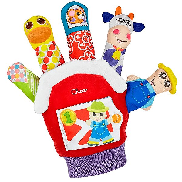 Luva de Fantoches Dedoche Bebê Infantil Fazendinha Educativo Chocalho 3+ Meses Chicco