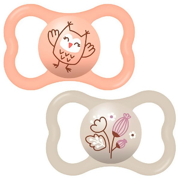 Chupeta Para Bebê Kit Com 2 Un e Estojo Para Esterilização +18 Meses Air Rosa Mam
