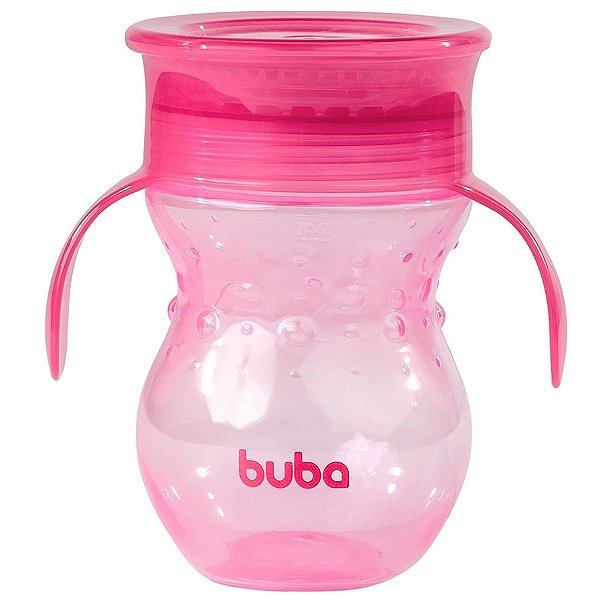 Copo 360 Bebê Com Alça Removível Antivazamento Foguete Buba Cor Rosa