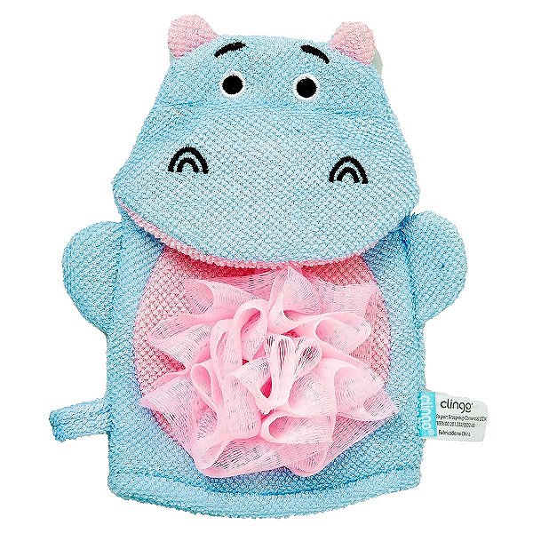 Esponja de Banho do Bebê Desde o Nascimento Luva de Banho Infantil Hipopótamo Azul e Rosa Clingo
