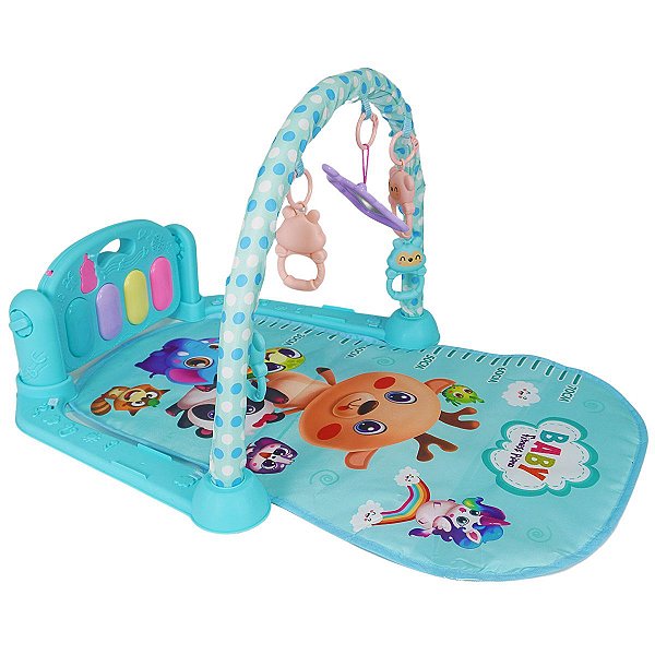 Tapete de Atividades com Piano Musical Infantil Animais Verde Baby