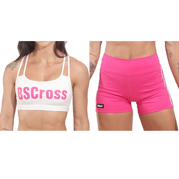 Conjunto Bs Cross - Off White/Rosa