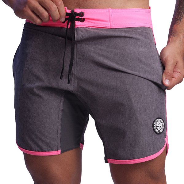 Bermuda Speed Bs Cross - Cinza Mescla/Rosa