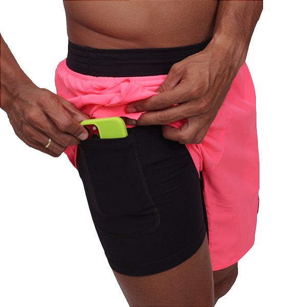 Bermuda Bs Cross Compressão - Rosa Neon