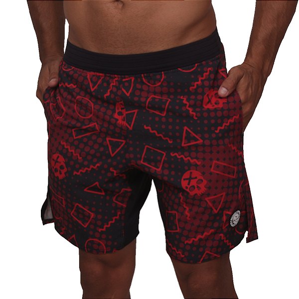 Bermuda Bs Cross Cinturada - Vermelho Geométrico