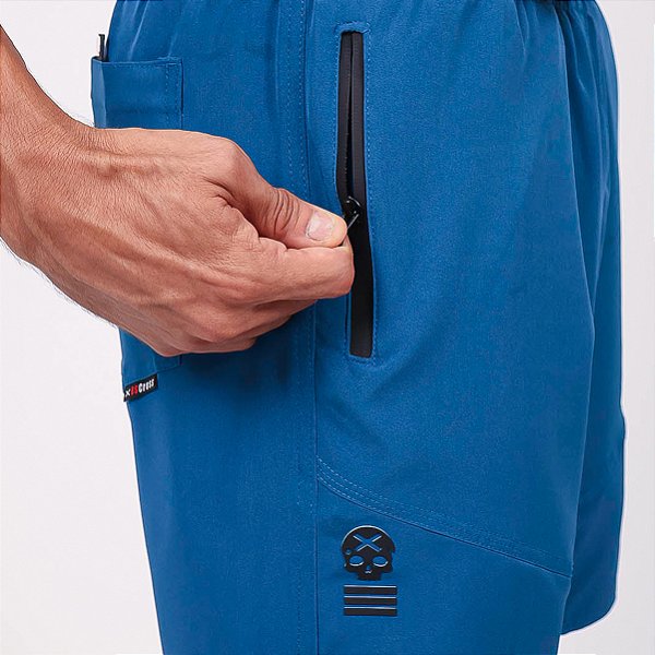 Bermuda Recortes Bscross Zíper - Azul Petróleo